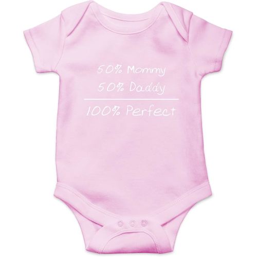 Crazy Bros Tees 50% Mommy, 50% Daddy, 100% Baby Bodysuit Funny Cute Boy Girl Infant Outfit Adorable Romper