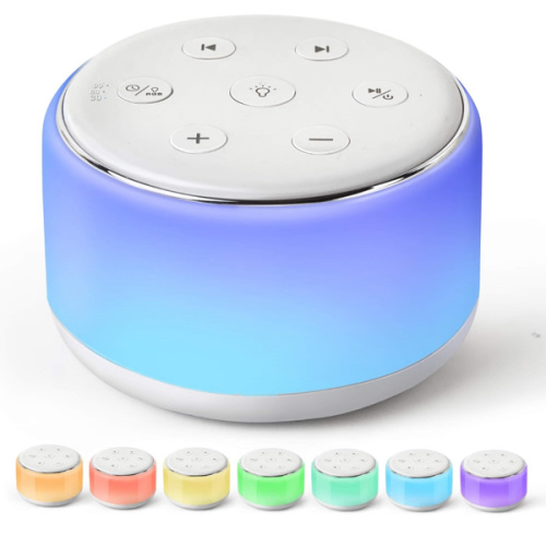 FamiSym White Noise Sound Machine Baby for Sleeping with Night Light – 34 Soothing Sounds, Rechargeable White Noise Machine for Kids Adults, Portable Lullaby Sleep Machine Baby Soother Home Travel