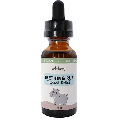 Balm Baby Teething Oil Rub - Natural and Organic Baby Teething Relief Aid with Chamomile & Clove - Vegan, Non-GMO, Gentle - 1 oz Glass Bottle (Bottle w/Dropper)