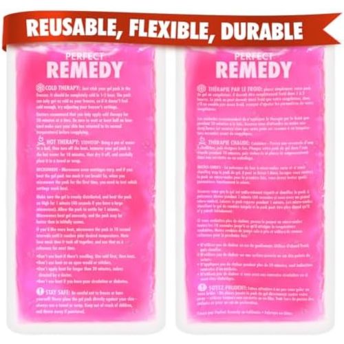 Perfect Remedy 2-Pack Gel Ice Packs for Injuries, Soft and Flexible Hot & Cold Compress, Soothing Ice Packs Aid for Sprains, Strains & Soreness conditions, Alternative to Hot Water Bottles (Pink, Reg)