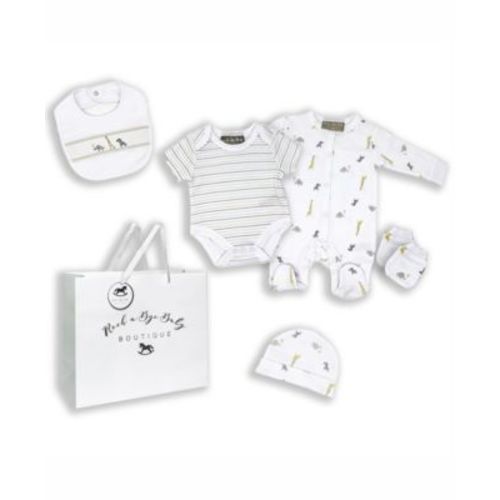 Baby Boys and Girls African Animal Layette Gift in Mesh Bag, 5 Piece Set