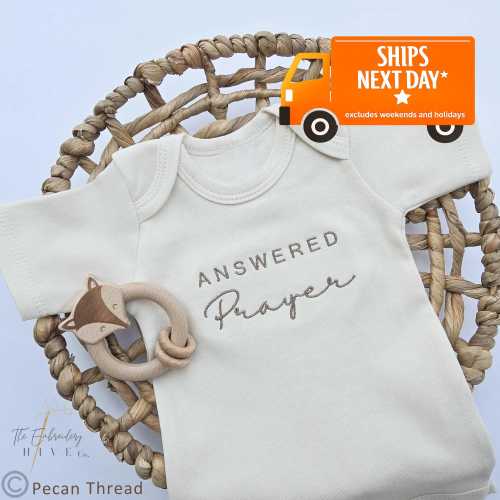Embroidered Answered Prayer ONESIES® brand, He Answered Bodysuit, Best Friend, Pregnancy Baby Announcement, We have prayed, Religious 1004