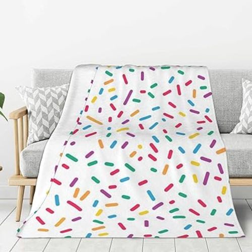 Throw Blanket for Couch - 50" X 60" Super Soft and Warm Flannel Blankets, Colorful Sprinkles Lightweight Bed Blanket for Sofa, Chair, Travel, Camping, Picnic