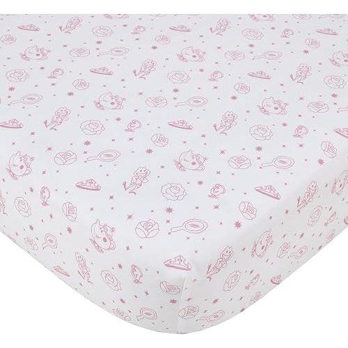 Disney Make A Wish Princess Pink and White Fitted Crib Sheet
