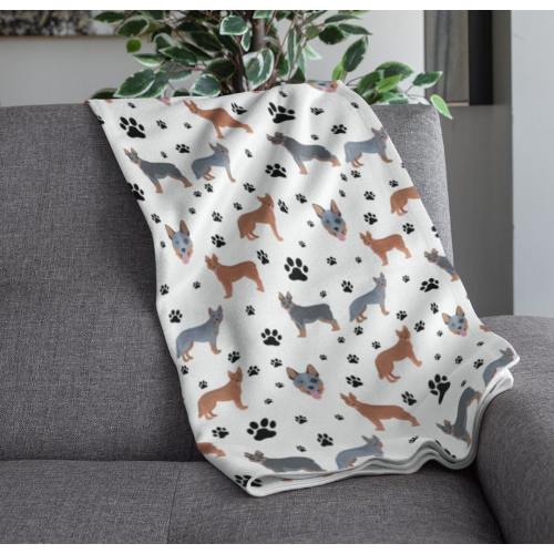 Australian Cattle Dog Blanket, Blue Heeler Dog Mom Gift, Velveteen Plush, Sherpa Fleece, Couch Throw, Home Decor, Hostess Housewarming Gift