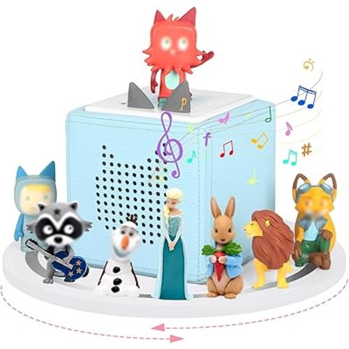 360° Round Turntable for Tonies Box Organizer Storage Shelf, Magnetic Floating Shelves for Toniebox 1/2 Player Tonies Figures, Display Collection 10~15 Characters (White)