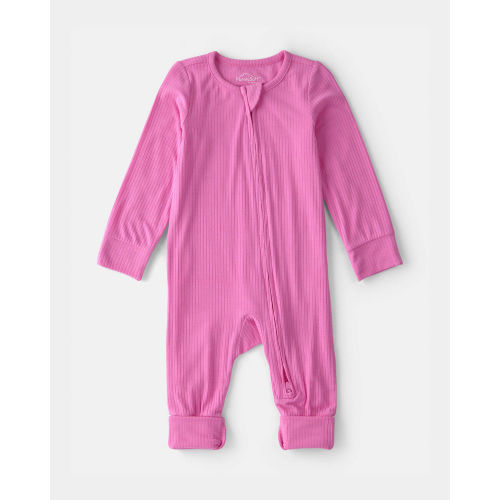 Baby Girl PurelySoft 2-Way Zip Snug Fit Sleep & Play Pajamas - Pink | Carter's