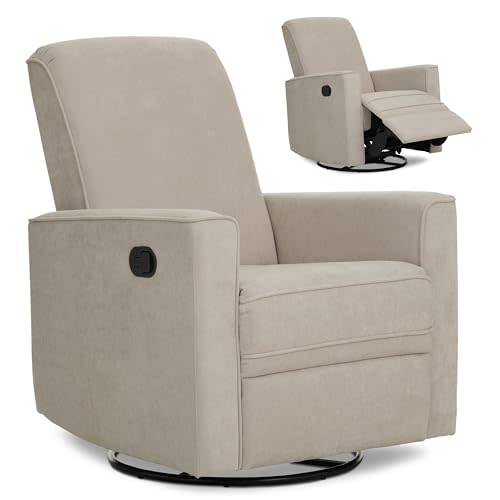 Evolur Raleigh Upholstered Manual Glider Recliner– Rocking & 360° Swivel with Smooth Glide – Greenguard Gold & FSC Certified – Modern Nursery and Living Room Chair in Tan