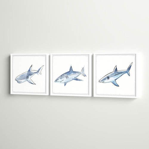 Sand & Stable™ Baby & Kids Calumet Be A Shark 3- Piece Set Framed Print | Wayfair