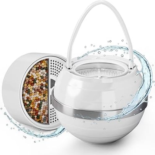 Bath Filter for Tub - Bathtub Water Filter with Splash Guard Removes Chlorine, Chloramines & Byproducts, 2,500 Gallons, Bath Water Filter Suitable for Baby & Those, Sensitive Skin, Easy Install