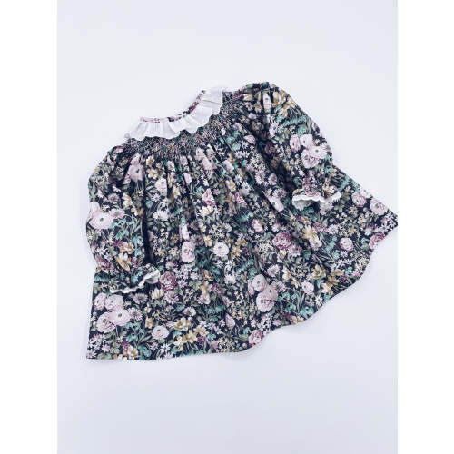 MI LOVES Beautiful Floral Print  Dress with hand smoked details.