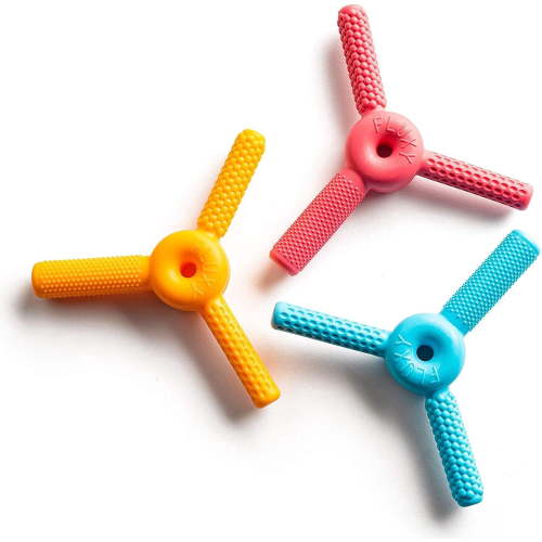 FLUXY Oral Sensory Toys for Kids, 3-Legged Textured Motor Therapy Aid, Helps Build Tongue Strength and Mobility, BPA-Free Silicone, (3 Pack)