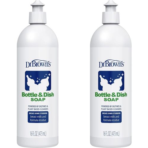 Dr. Brown's Bottle & Dish Soap for Baby Bottles and Baby Accessories, Plant-Derived, Fragrance-Free, 16 fl oz, 2 Pack