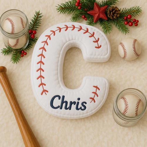 Personalized Baseball Letter Pillow “C” 15x15 - Cash