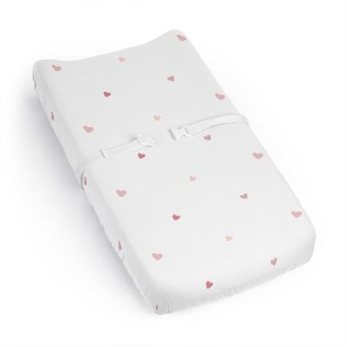 Sweet Jojo Designs Girl Changing Pad Sheet Boho Rainbow and Hearts Ivory and Pink