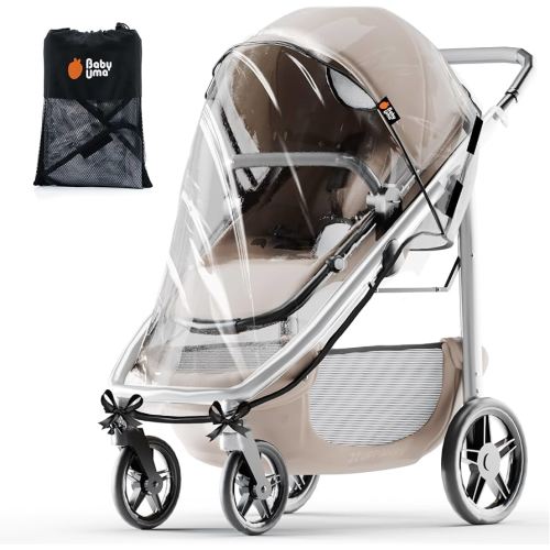 Baby Uma Universal Stroller Rain Cover - 100% Waterproof PEVA Stroller Cover for Rain, Snow & Wind Protection, Stroller Accessories (+ Travel Bag)