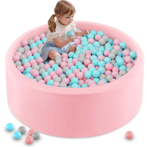 OLAKIDS Foam Ball Pit for Toddlers 200 PCS Pit Balls, 35” x 12” Soft Round Ball Pool Playpen with Sponge Pad, BPA Free, Ideal Gift for Babies Indoor Outdoor Games for Boys Girls