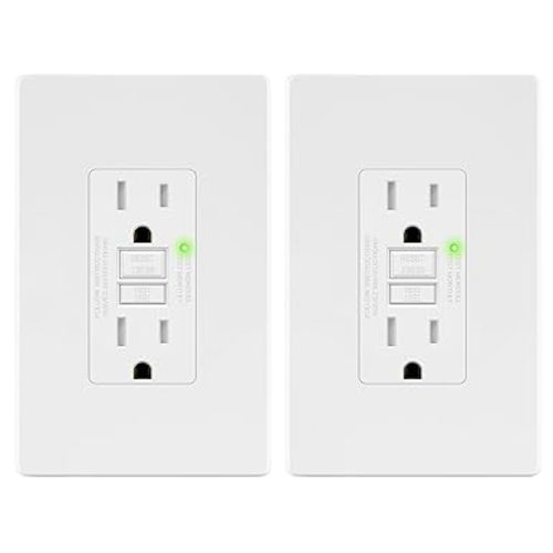 LIDER 15A GFCI Outlet, Tamper-Resistant Receptacle with Self-Test, LED Indicator, Anti-Interference (No-False-Trip) Protection, Screwless Wall Plate, ETL Listed, Thermoplastic, Matte White, 2-Pack