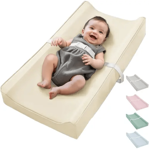 Vegan Leather Waterproof Baby Changing Pad - Wipeable, Extra Thick & Portable & Non-Slip Diaper Mat for Dresser, Crib, Travel | Soft & Safe (White)