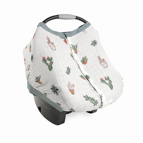 Little Unicorn Baby Car Seat Canopy | Soft & Breathable Muslin Fabric | Magnetic Closure Cover & Universal Fit | for Protection & Privacy | Nursing Cover (Prickle Pots)