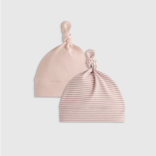The Softest Rib Hat (2-Pack) in Ivory/Grey Stripe