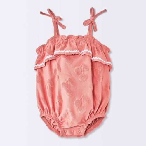 Baby Girls' Terry Bubble Sleeveless Romper - Cloud Island™ Cherry Red 0-3M