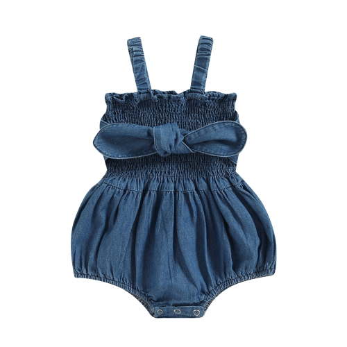 Baby Girls Denim Romper Infant Sleeveless Suspender Pleated One-piece Dress Jumpsuit Summer Clothes Outfit