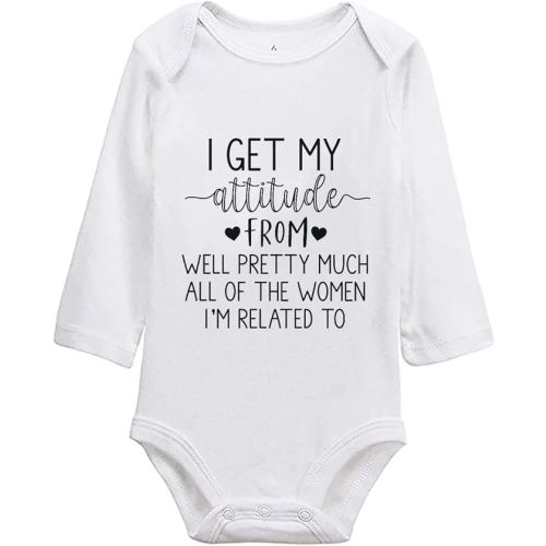listery I Get My Attitude From All The Women Pretty Baby Bodysuit Funny Baby Girl Clothes Attitude Baby Bodysuit