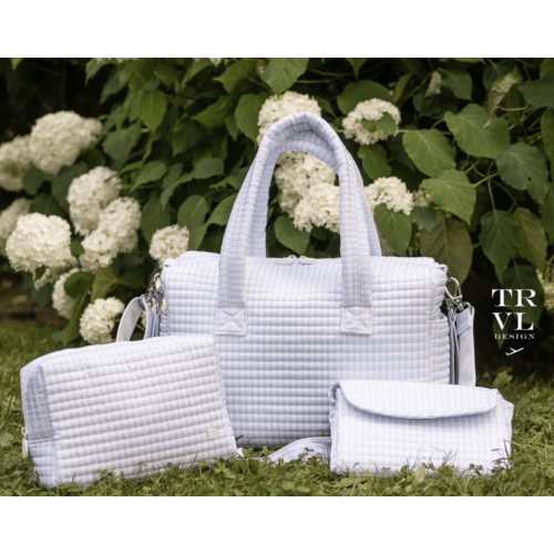 TRVL Design Quilted Stroller Bundle 3-Piece Set Blue Pimlico Stripe