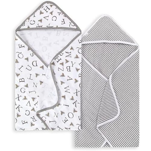 Burts Bees Baby Infant Hooded Towels Little Ducks Organic Cotton, Unisex Bath Essentials and Newborn Necessities, Soft Nursery Towel with Hood Set, 2-Pack Size 29 x 29 Inch