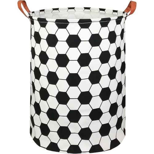 Round Fabric Collapsible Storage Basket with Handles, Roud-Football