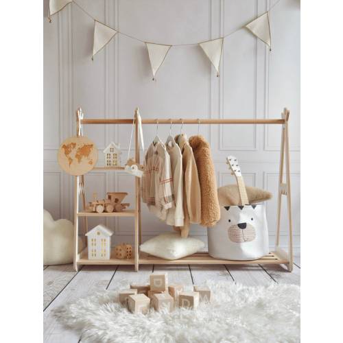 Montessori Wardrobe, Kids Clothing Rack, Wood Clothing Frame Rack Dress Up, Display Kids Wardrobe, Baby Clothes Storage Child Size Furniture