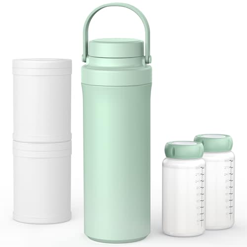 Xaproo 22oz Breast Milk Cooler Bottle, 360° Cooling Technology for 24 Hours, Larger Capacity Travel Breastmilk Chiller with 2pcs Baby Bottles, Portable Milk Cooler for Breastmilk, BPA-Free