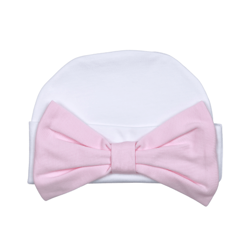 Baby Loren Pink Bow White Pima Beanie – Oh Baby Prenatal Imaging & Little Ones Boutique