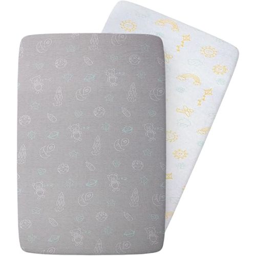 Luvberries 100% Organic Cotton Bassinet Sheets for Guava Lotus Bassinet, 2 Pack – Breathable Soft Fitted Bassinet Sheets for Baby & Newborn, Unisex (Day and Night)