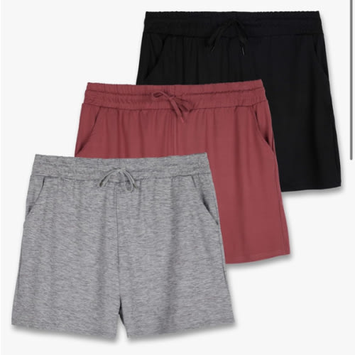 Real Essentials 3 Pack: Athletic Lounge Shorts for Women - Casual Sweat Shorts with Pockets (Available in Plus Size)