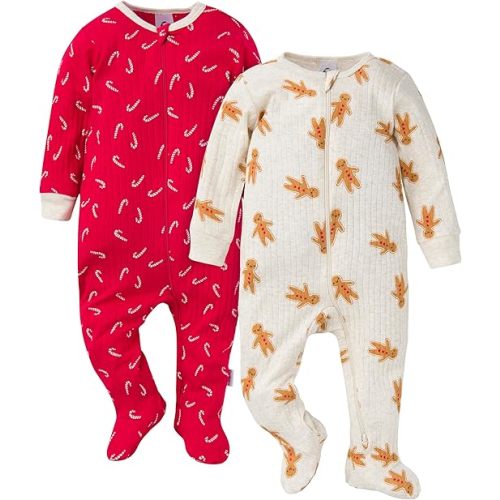 Gerber baby-girls Baby Unisex 2-pack 2-way Zip Textured Sleep 'N Play