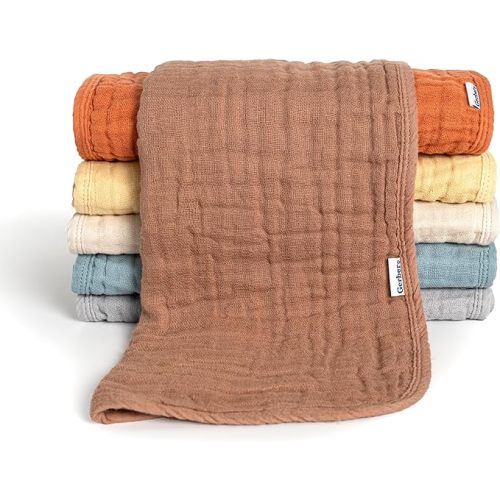 Gerber Baby Unisex Muslin Burp Cloths 6-Pack, Multi Browns, Large Size 20" x 10"