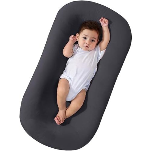 Baby Lounger 0-24 Months, Soft Cotton Bionic Design Infant Baby Lounger for Home and Travel, Newborn Babies Shower Gifts (Sparrow)
