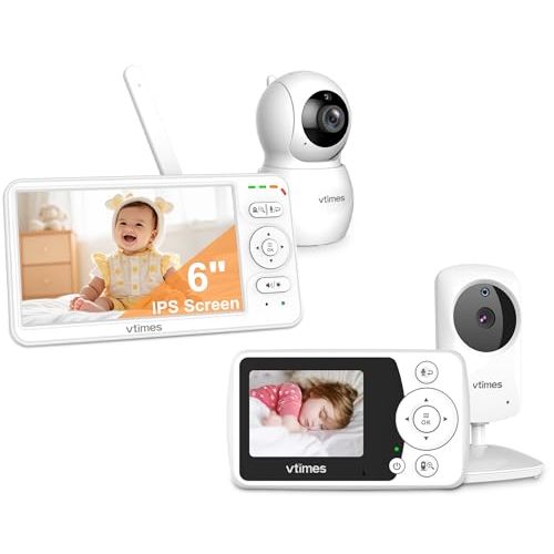 VTimes Baby Monitor with Camera and Audio 2.4'' LCD and 6'' IPS Screen