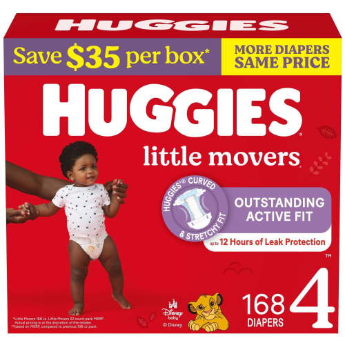 Huggies Little Movers Baby Diapers, Size 3-8