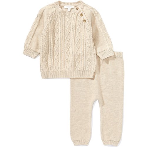 Purebaby Baby Long-Sleeve Cable-Knit Wool-Blend Sweater & Coordinating Leggings Set