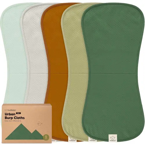 KeaBabies 5-Pack Organic Burp Cloths Baby Girl, Boy - Extra Large, Absorbent Baby Burp Cloths, Soft Burping Cloths for Babies, Newborn Burp Clothes, Cotton Burp Rags, Neutral Thick Burp Cloth (Hunter)