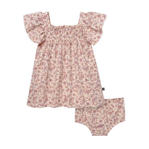 Modern Moments by Gerber Baby Girl Smocked Flutter Sleeve Dress and Diaper Cover, 2-Piece, Sizes 0/3 Months - 24 Months