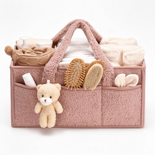 ACDANC Baby Diaper Caddy Organizer with Handle,Boy&Girl Shower Gift Basket,Portable Diaper Storage Basket Bin for Wipes,Newborn Baby Essentials Registry Search Must Haves,Car Caddy Organizer