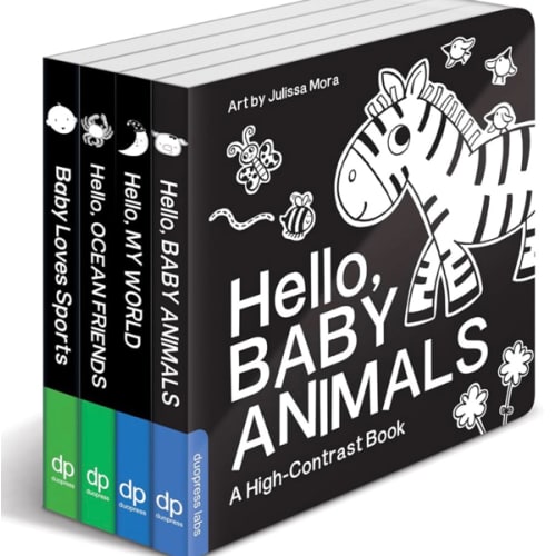 High Contrast Baby Book Set: 4 Board Books for Newborns