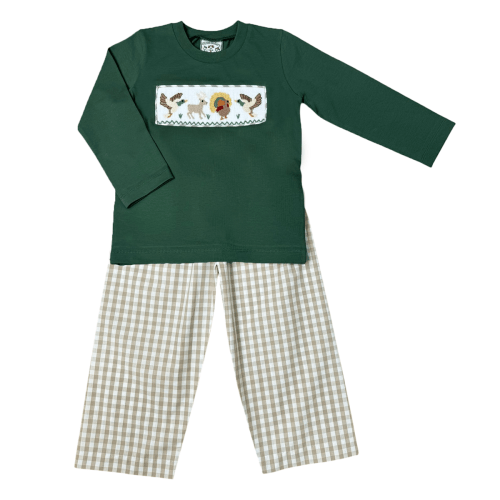 Boys Life Smocked Mallards, Deer, Turkey Toddler Pant Set Three Sisters – Madison-Drake Children's Boutique
