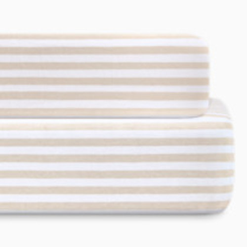 Bellini Organic Jersey Cotton Crib Sheet and Changing Pad Cover Set - Tan Stripe