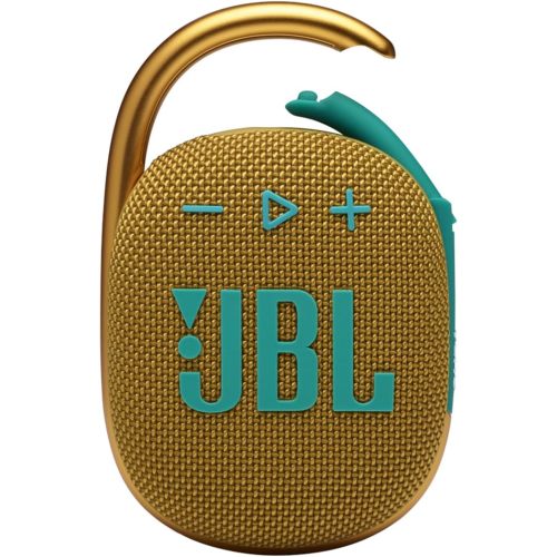 JBL Clip 4, Yellow - Portable Bluetooth 5.1 Speaker - Up to 10 Hours of Play - Waterproof & Dust Resistant - Includes Noise & Echo-Canceling Speakerphone