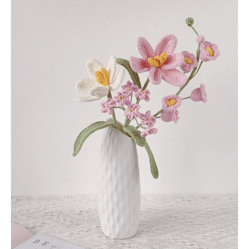 Vega Studio Crochet Flowers, Small Pink, No Vase